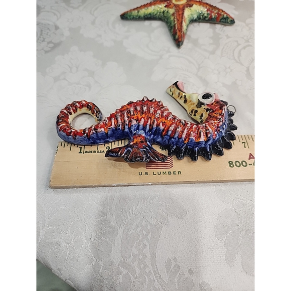 Vintage Italy Terra Cotta Sea Life Wall Hangings Set Of 3 - Picture 14 of 16